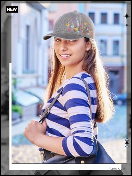 Embroidered Floral Baseball Cap - Adjustable Soft Breathable Hat Casual Outdoor